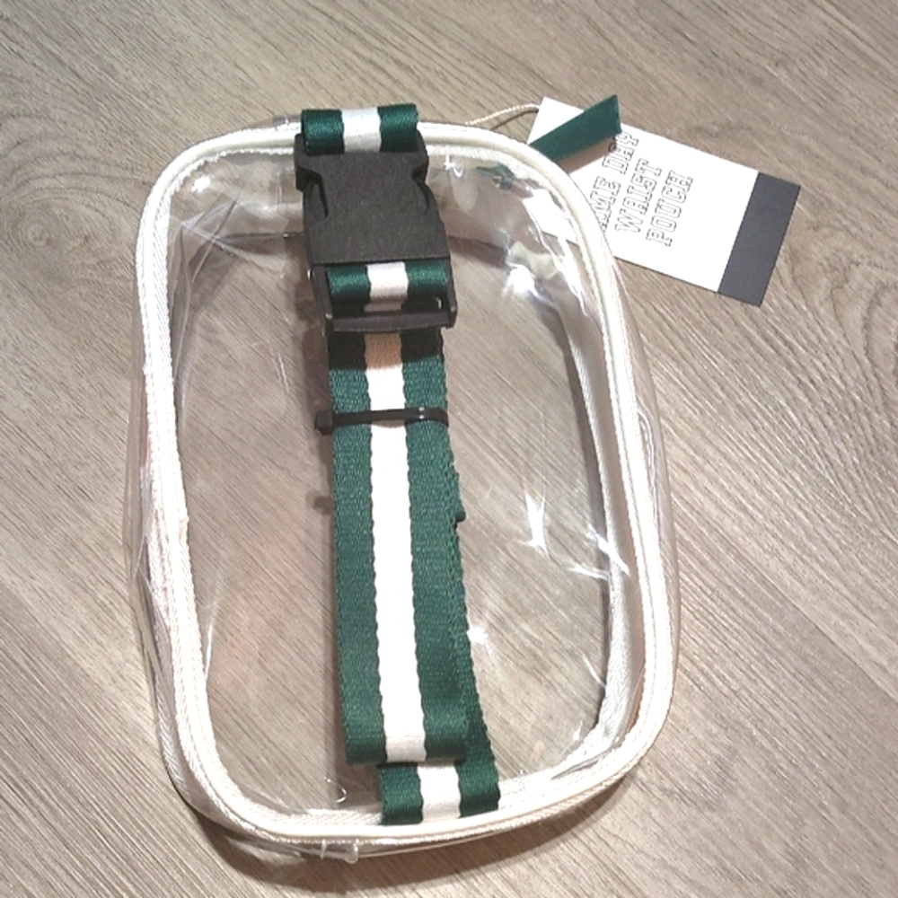 🆕Clear Pouch Adjustable with Teal Strap NWT
